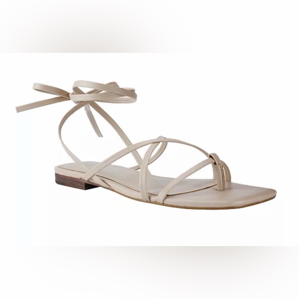 Womens Marc Fisher Latent Beige Nude Lace Up Flat Sandals Size 11